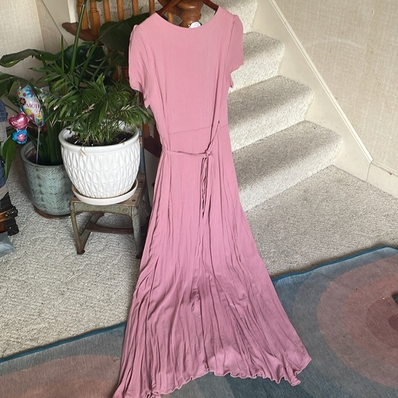 NWT Bluivy True Wrap Pink Flutter Sleeve Maxi Dress M/L - Picture 5 of 9